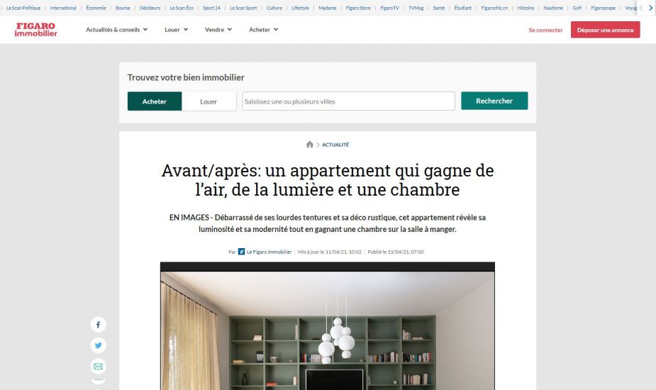 Figaro Immobilier : Avant/après: un appartement qui gagne de l’air, de la lumière et une chambre