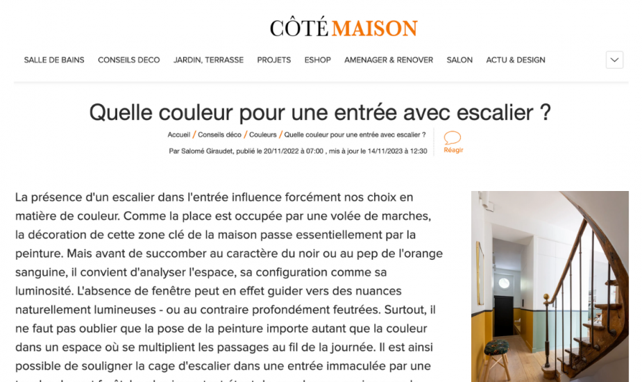 Côté Maison : Quelle couleur pour une entrée avec escalier ?