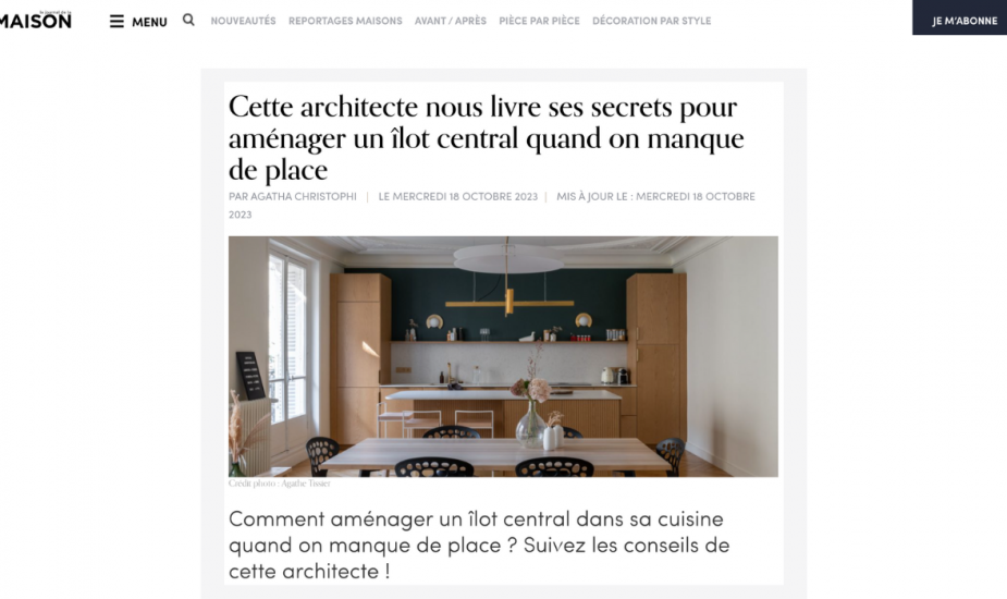 Le Journal de la Maison : Comment aménager un îlot central dans sa cuisine quand on manque de place ? Suivez les conseils de cette architecte !