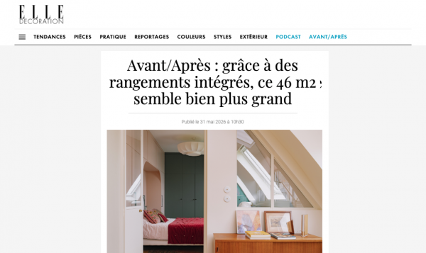 Elle Décoration : Avant/Après : grâce à des rangements intégrés, ce 46 m2 semble bien plus grand