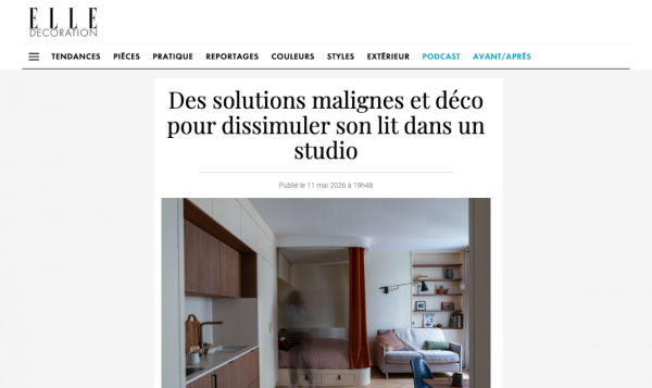 Elle Décoration : Des solutions malignes et déco pour dissimuler son lit dans un studio